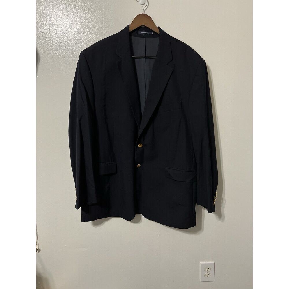 VTG Ralph Lauren Mens Navy Blazer Wool Classic Old Money XL Gold Crest Buttons